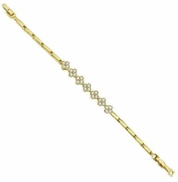 Pulsera dorada de acero inoxidable con tréboles y circonias
