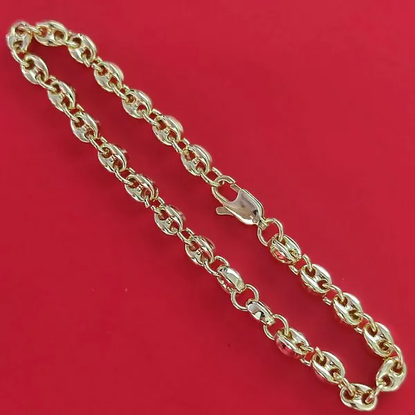 Pulsera dorada de eslabones marinos