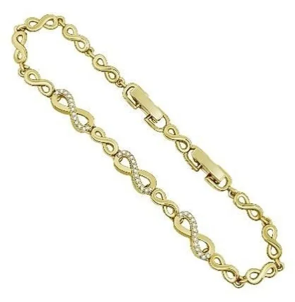 Pulsera dorada de eslabones infinito con circonias