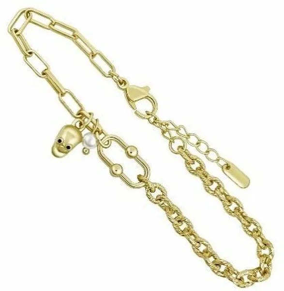 Pulsera dorada con dije y perla
