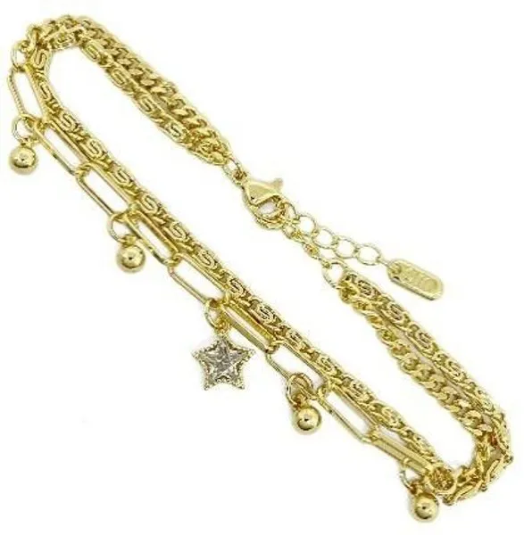 Pulsera dorada de varias cadenas con dije de estrella