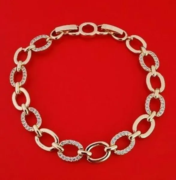 Pulsera oro rosa con eslabones de circonias