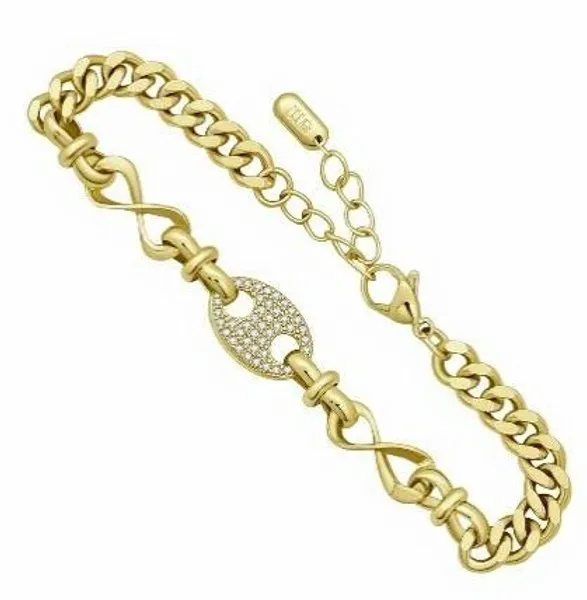 Pulsera dorada de eslabones gruesos con circonias