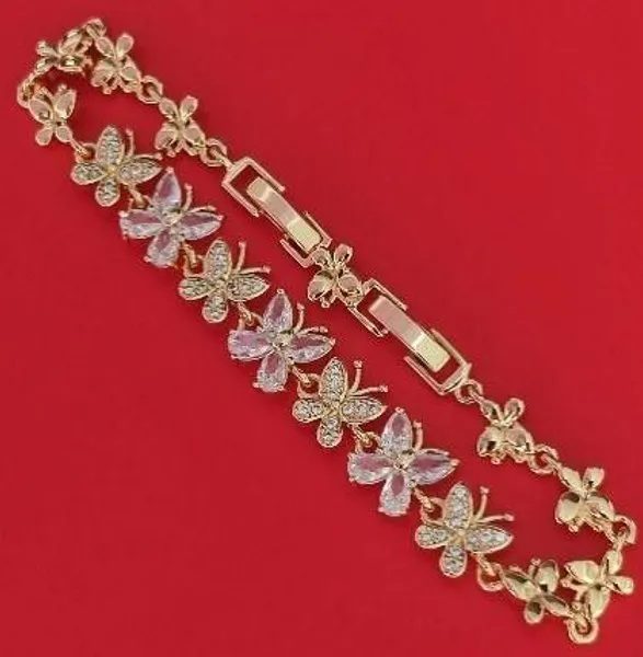 Pulsera dorada de mariposas con circonias