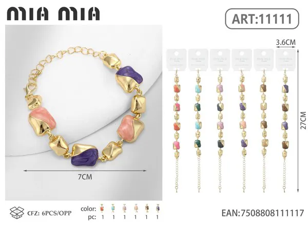 Pulsera dorada con piedras irregulares