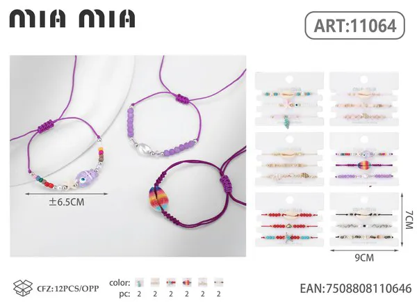 Pulsera tejida estilo marino, morada