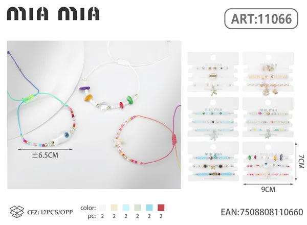 Pulsera tejida estilo marino con cuentas de colores