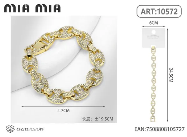 Pulsera dorada de aleación con circonias
