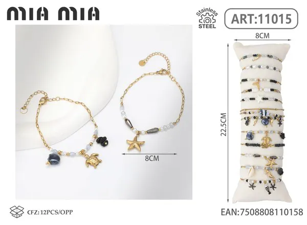 Pulsera de acero inoxidable estilo marino, negro
