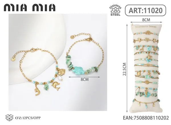 Pulsera de acero inoxidable estilo marino, verde