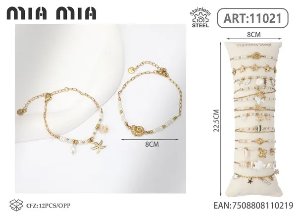 Pulsera de acero inoxidable estilo marino, blanco