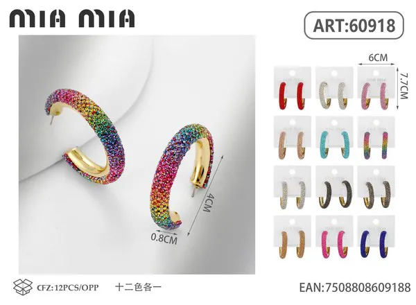 Argollas con circonias multicolor