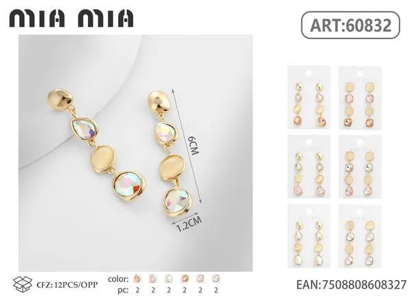 Aretes colgantes dorados con cristal tornasol