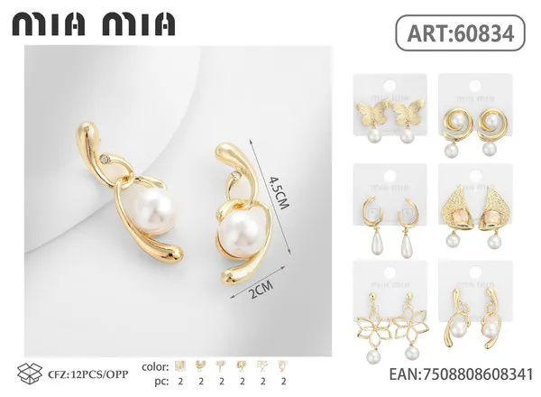 Aretes de perla dorados
