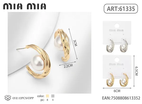 Argollas con perla, doradas