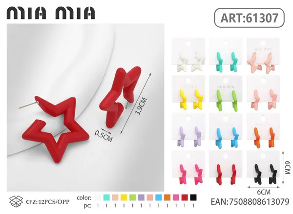 Aretes de estrella multicolor