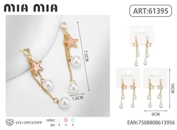 Aretes colgantes de estrella de mar con perlas