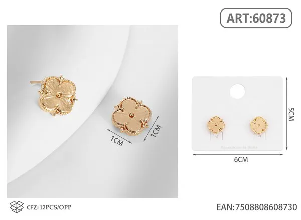 Aretes de trébol de cuatro hojas, dorados