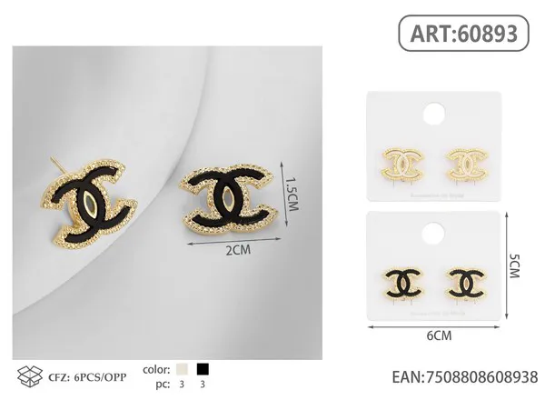 Aretes de doble C con circonias, dorados