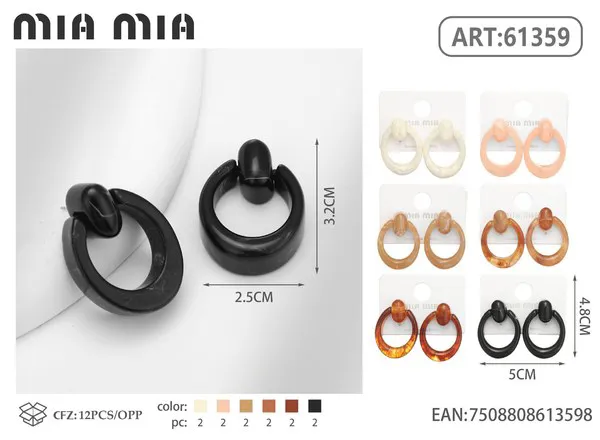 Aretes colgantes de aro de resina