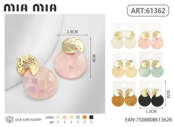 Aretes de disco de resina con poste dorado