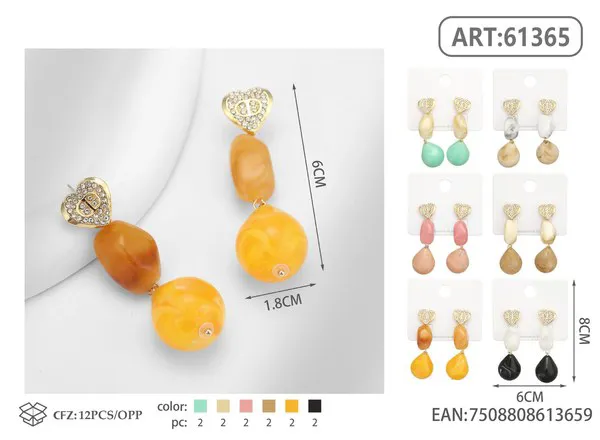 Aretes de resina con corazón de circonias