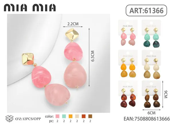 Aretes de dos gotas de resina