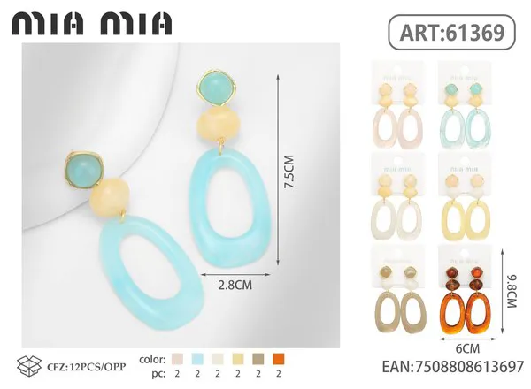 Aretes de resina con aro ovalado