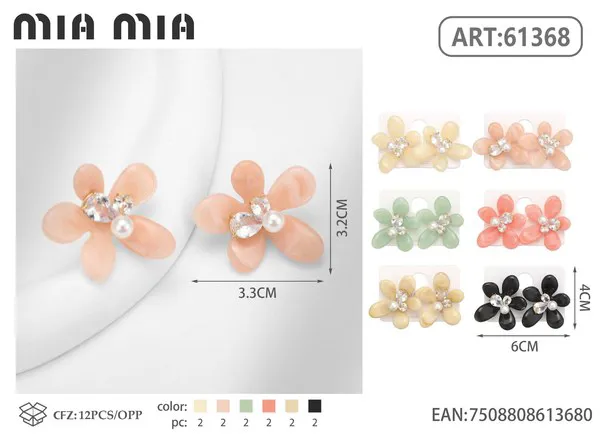Aretes de flor de resina con cristal