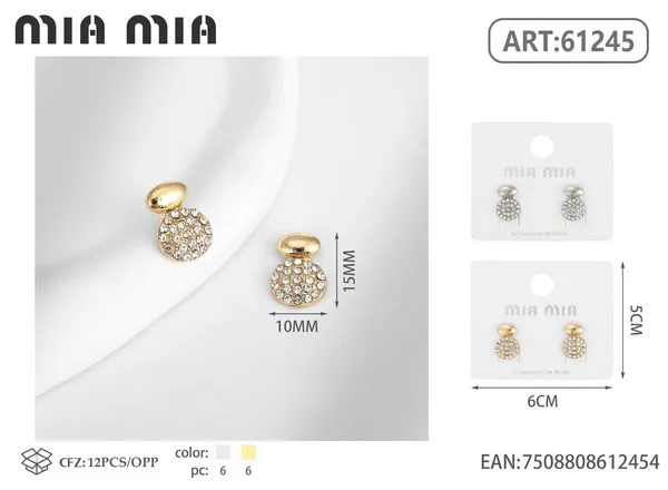 Aretes redondos con circonias, dorados