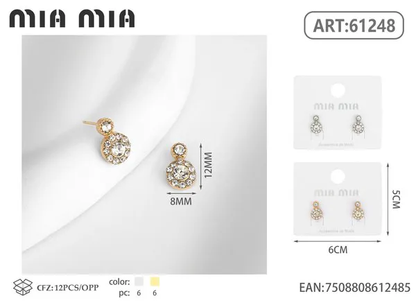 Aretes de doble círculo con circonias, dorados