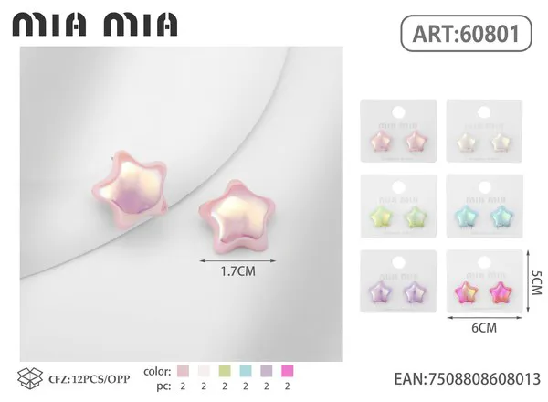 Aretes de estrella multicolor tornasol