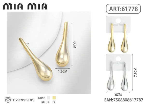 Aretes de gota dorados con torzal