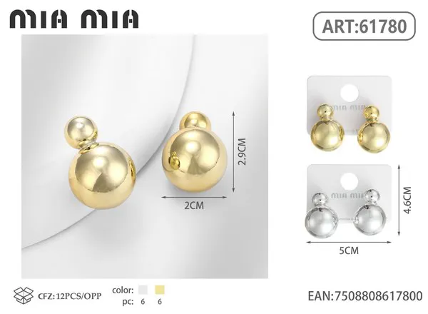 Aretes de doble esfera dorados