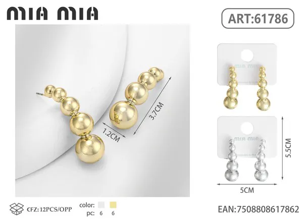 Aretes de bolas graduadas dorados