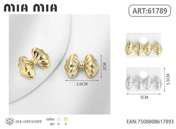 Aretes de moño dorados