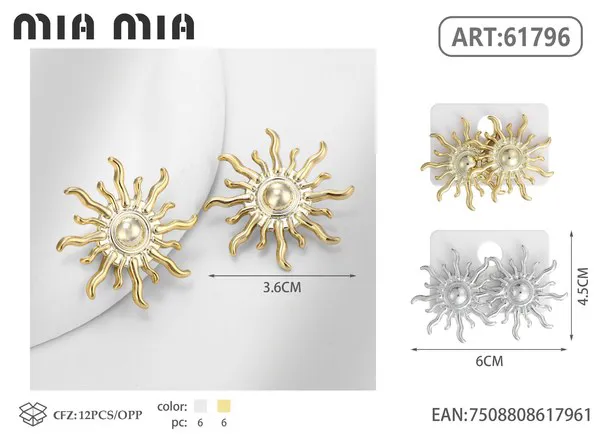 Aretes de sol dorados