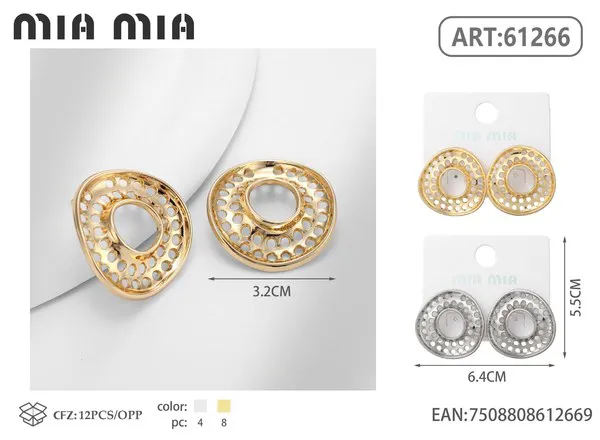 Aretes de disco calado dorados