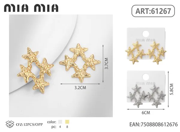 Aretes de racimo de estrellas dorados