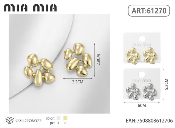 Aretes de racimo de gotas dorados