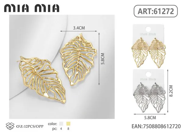 Aretes de hoja calada dorados