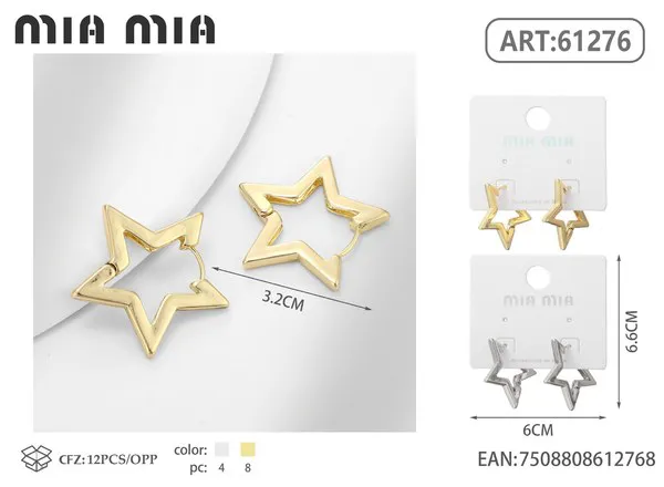 Argollas de estrella doradas
