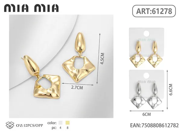 Aretes de rombo martillado dorados