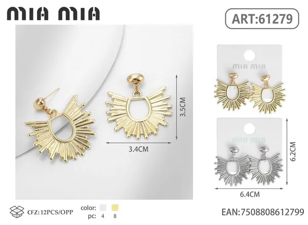 Aretes de sol radiante dorados