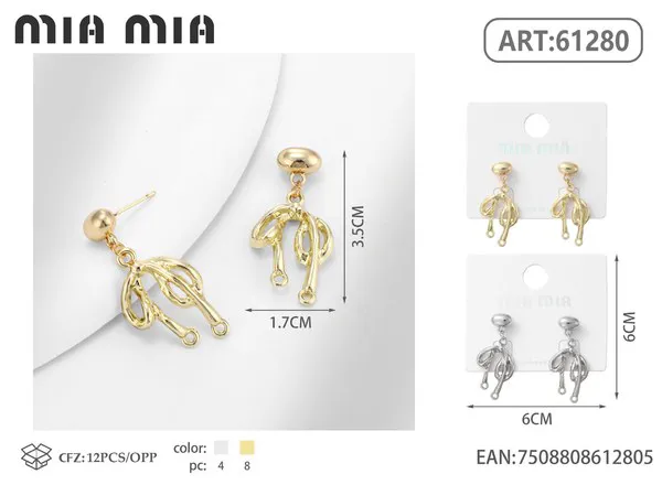 Aretes irregulares de doble gota dorados
