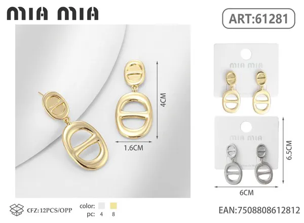 Aretes de doble eslabón dorados