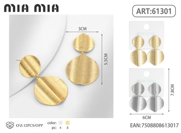 Aretes de discos cepillados de aleación, dorados