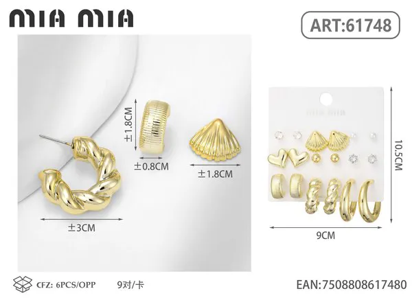 Juego de aretes surtidos dorados