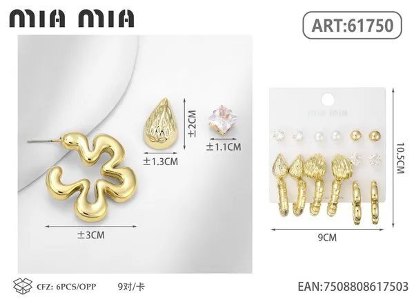 Juego de aretes surtidos dorados