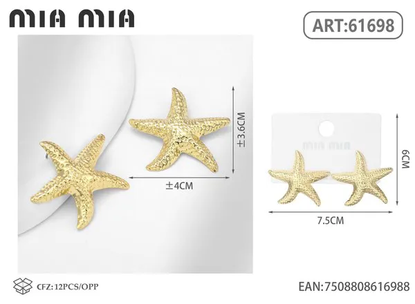 Aretes de estrella de mar dorados